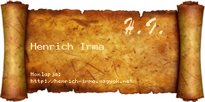 Henrich Irma névjegykártya